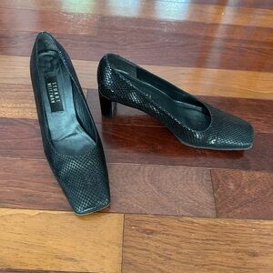 Stuart Weitzman Black Textured Heels